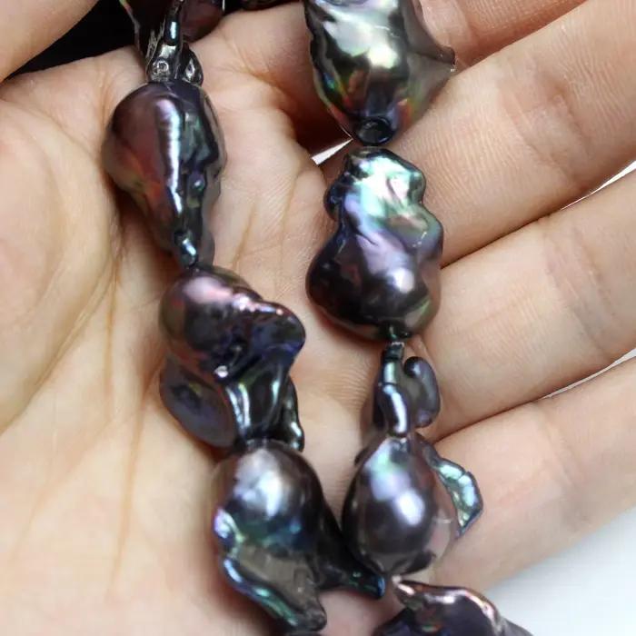 Perle noire d'eau douce naturelle en forme de queue de poisson, perles amples pour la fabrication de bijoux, breloques, accessoires de collier, Bracelet
