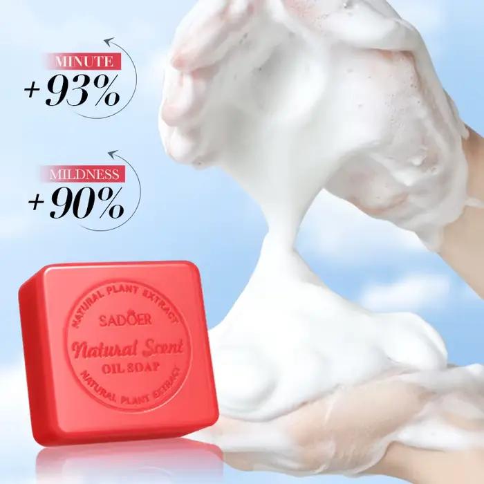 Savon artisanal naturel à l'huile essentielle de rose, savon pour le bain régulateur de sébum, nettoyant en profondeur et hydratant pour la peau
