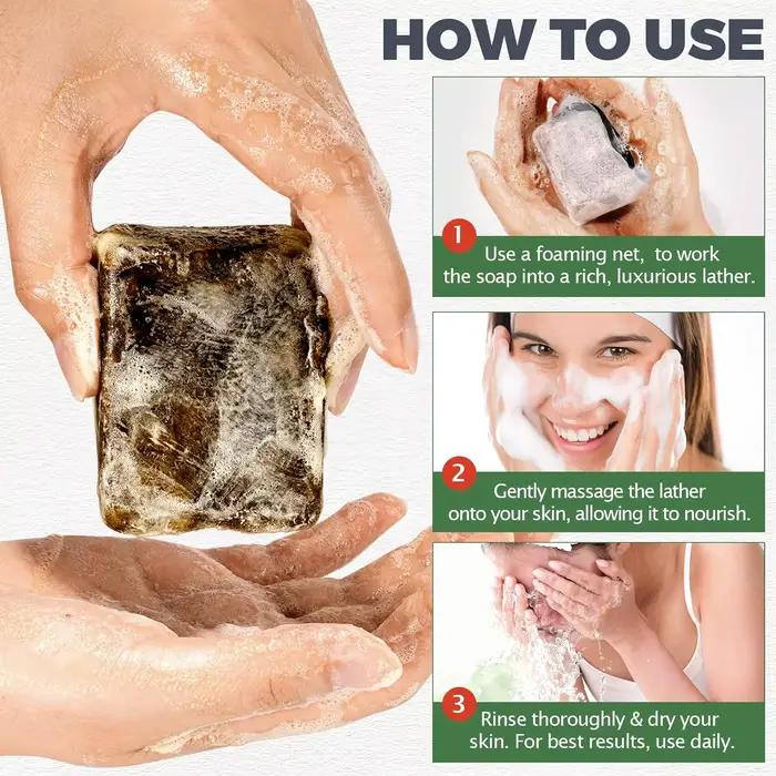 Savon noir africain brut pour peaux grasses, taches foncées, ingrédients purs et naturels – Savon biologique pour le visage et le corps