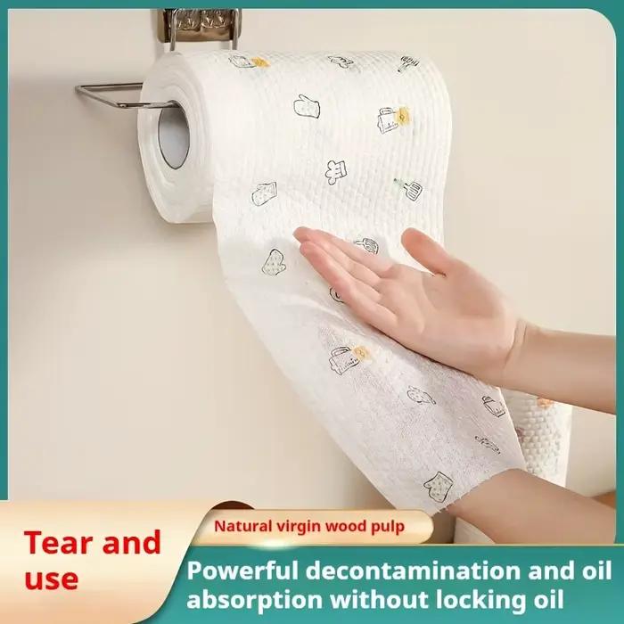 Rouleau de papier absorbant lavable et réutilisable pour la cuisine, chiffons de nettoyage non tissés épais à motif perlé, lingettes absorbantes pour la vaisselle, pour la cuisine et la maison