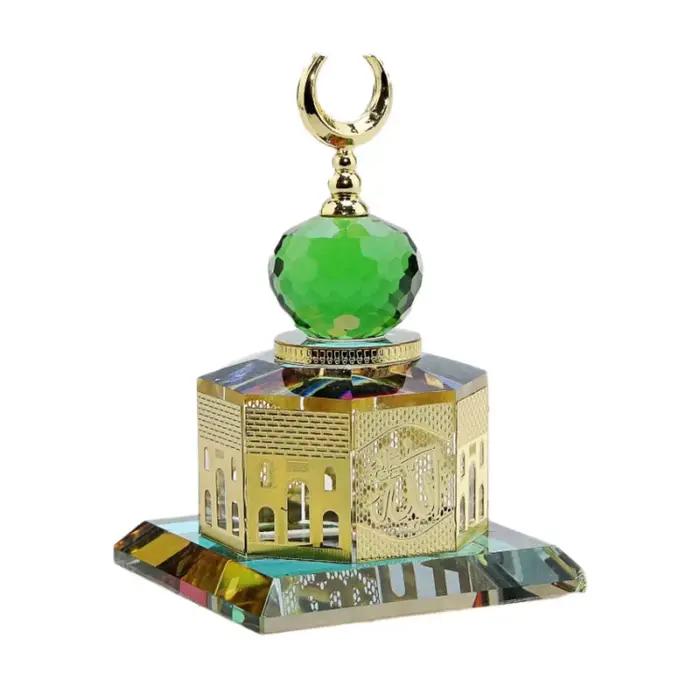 Modèle architectural en résine de la Mosquée Al-Aqsa, dôme octogonal plaqué or, cadeau artisanal décoratif pour la décoration de salon ou de bureau