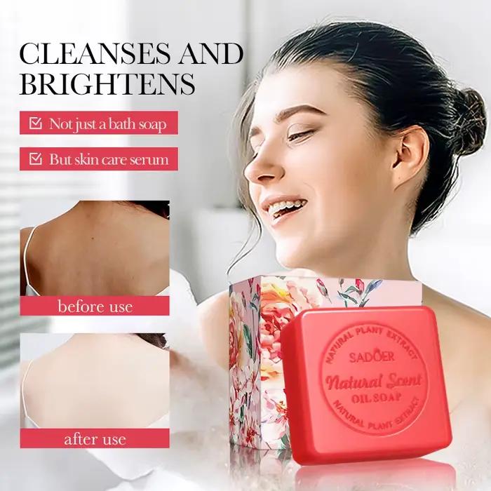 Savon artisanal naturel à l'huile essentielle de rose, savon pour le bain régulateur de sébum, nettoyant en profondeur et hydratant pour la peau