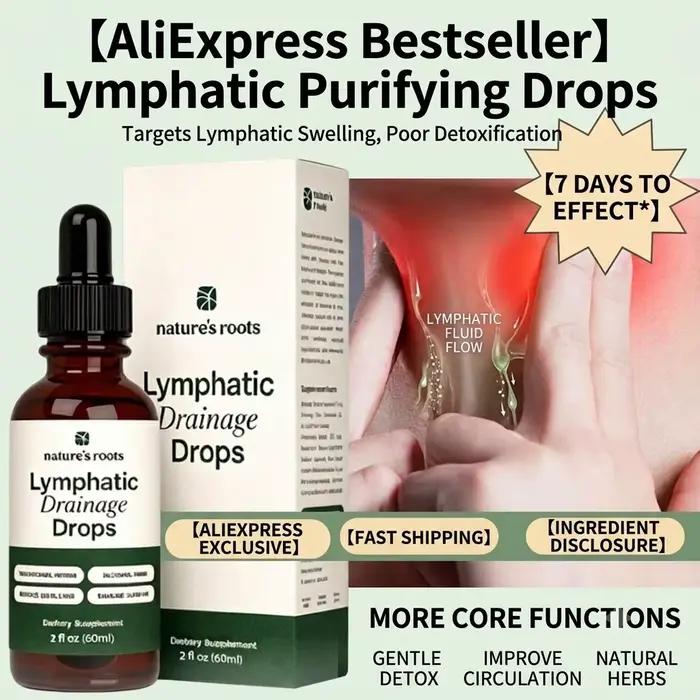 Gouttes Herbales de Drainage Lymphatique 60ml – Complément Détox Naturel pour Soulager l'Œdème, la Rétention de Liquides et les Gonflements – Soin Corps et Bien-être