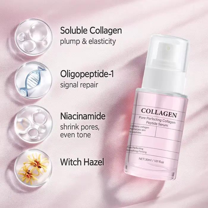 Sérum au collagène et aux peptides pour affiner les pores