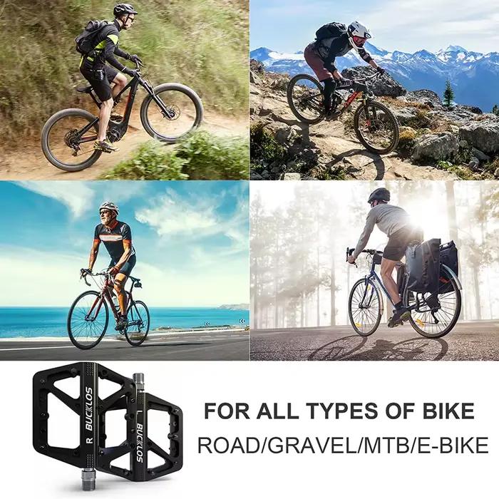 BUCKLOS pédale de vélo plate-forme de pédale ultralégère pour vélo de route VTT roulements scellés en Nylon antidérapant pédales plates pièce de vélo vtt