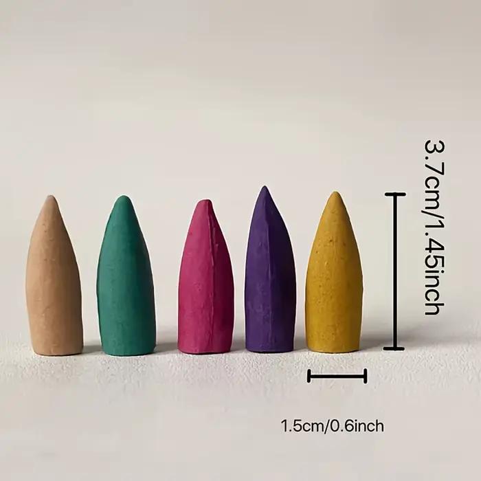 Encens à reflux en cascade Big Spark - 16 minutes de temps de combustion, couleurs vives (bois de santal, thé vert, rose, jasmin, lavande, citronnelle, bois d'agar, artemagne, fleur de cerisier) pour 
