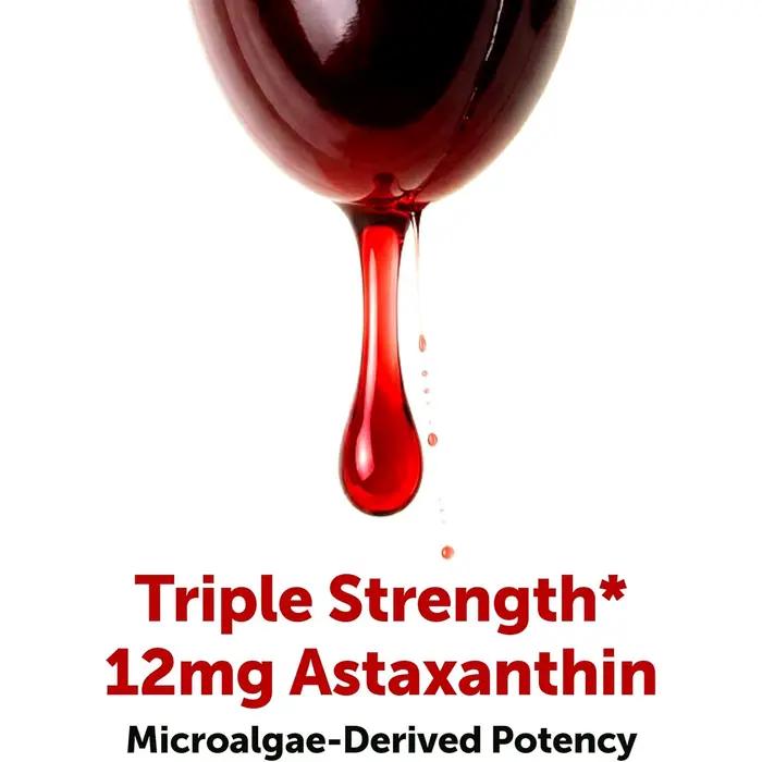 Astaxanthine 12 mg avec huile MCT, complément antioxydant premium à base d'astaxanthine, soutient la vision, le système immunitaire et le bien-être général