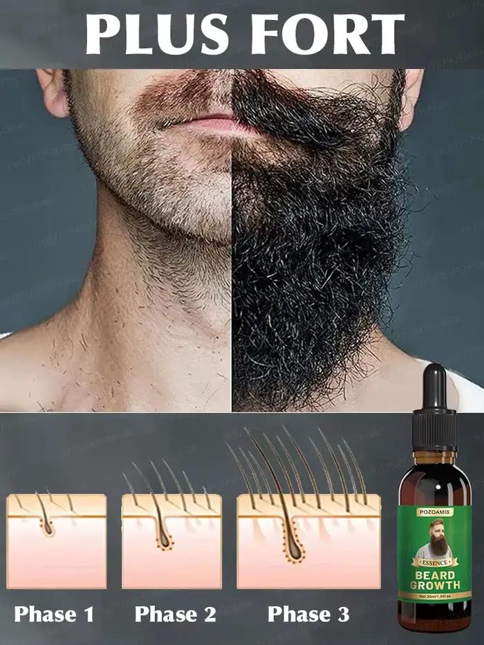 Essence de croissance de la barbe. Elle aide votre