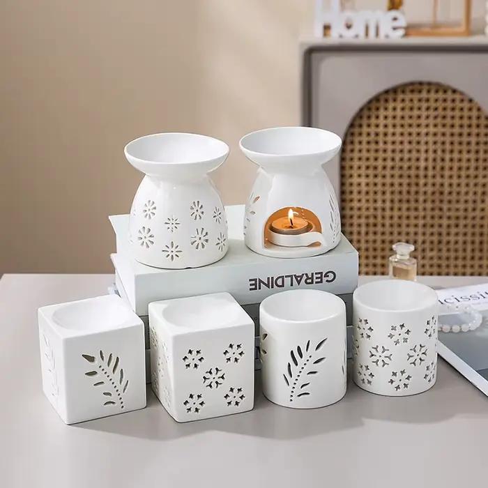 Brûleur d'encens creux en céramique blanche