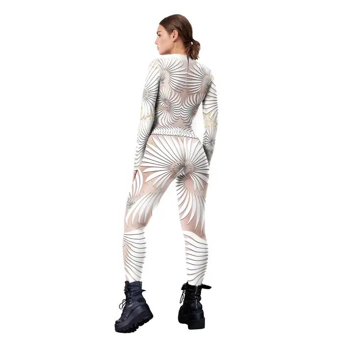 [You're My Secret] Combinaison moulante imprimée 3D à motifs dentelle et paillettes, tenue de carnaval, cosplay, déguisement fantaisie, catsuit femme