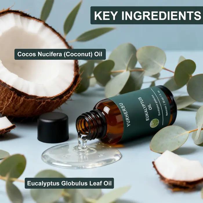 Huile d'eucalyptus naturelle 100% pure pour détente et soins de la peau et des cheveux bouteille de 30 ml relaxation soulagement du froid bien-être quotidien