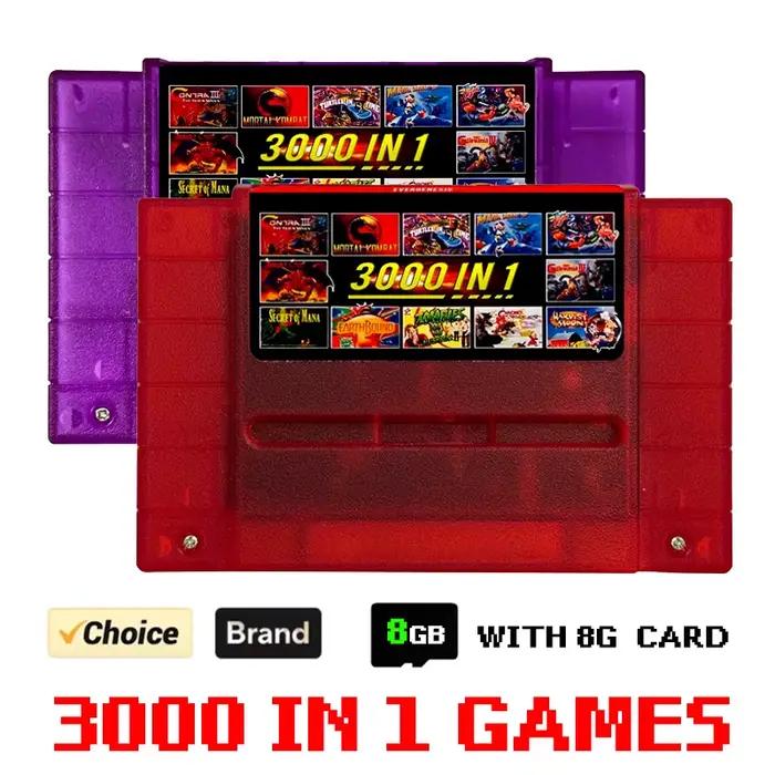 Carte de jeu SNES 3000 en 1 avec carte TF de 8 go, cartouche de jeu SFC V12 pour Console de jeu américaine SFC Super Famicom, accessoires de jeu