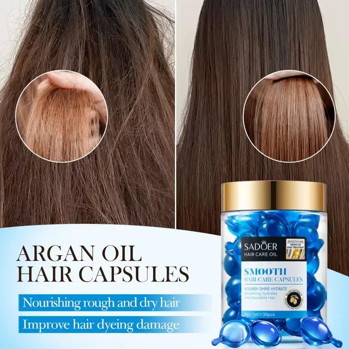 Capsules de Vitamines Capillaires : Huile de Soin Réparatrice pour Cheveux Abîmés, Sérum Lissant, Huile Nourrissante au Complexe de Kératine, Capsules de Soin Capillaire