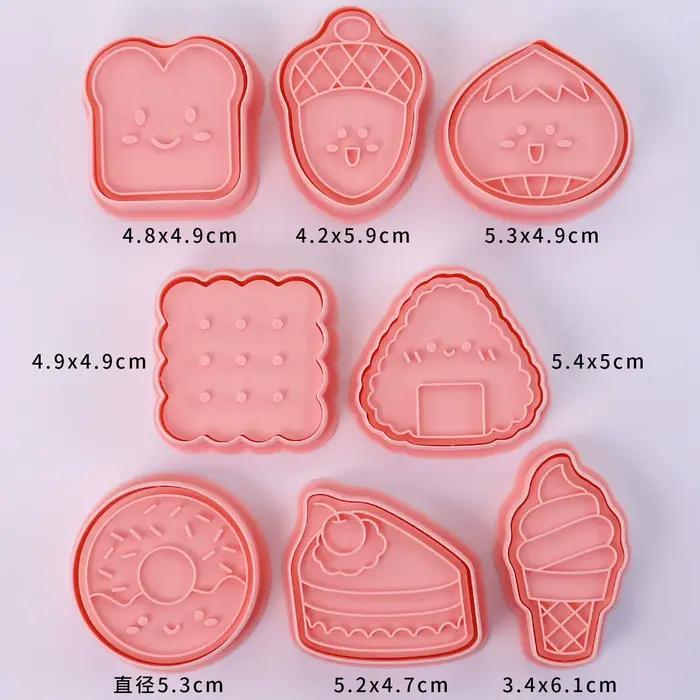 8 emporte-pièces mignons pour biscuits, en forme de beignets, de pain, de crème glacée, moules à biscuits de dessin animé