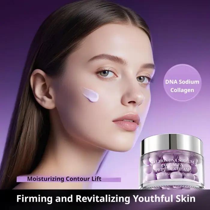 Crème hydratante 24H au saumon en capsules – Réparation profonde de la barrière cutanée pour peaux sèches – Soin anti-rides aux peptides jeunesse