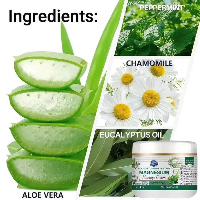 Crème apaisante au magnésium pour le corps, 60 g, contient de l'huile de lavande et de l'huile de noix de coco, convient aux poignets et aux genoux, ingrédients doux