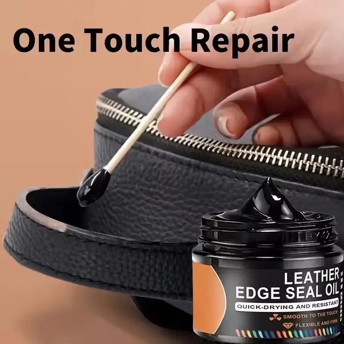 Huile de protection pour bords en cuir, revêtement professionnel pour une finition lisse et durable sur les sacs à main, les portefeuilles et les chaussures (30g)
