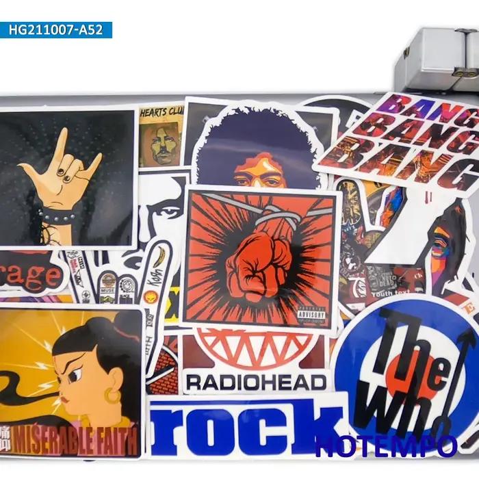 50 Pièces, Autocollants Rock and Roll, Mode rétro, Motif d'art mixte, pour téléphone, album, bagage, guitare, moto, voiture, vélo, skateboard, casque, verre, tasse, journal, Autocollants pour laptop