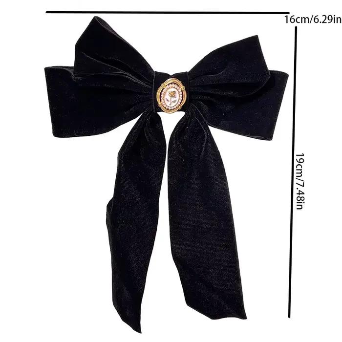 Pince à cheveux avec nœud Rose en velours noir, pour queue de cheval élégante pour femmes, accessoire de cheveux à la mode