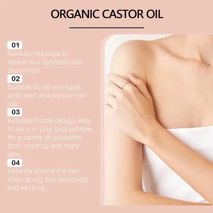 Huile de ricin biologique 50 ml avec applicateur à bille en quartz rose