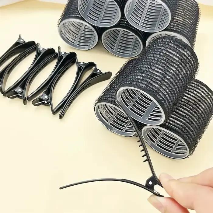 Ensemble de rouleaux à cheveux avec Clips, 18 pièces, bigoudis auto-agrafants pour cheveux longs/moyens/courts et frange, fer à friser, outil de coiffure