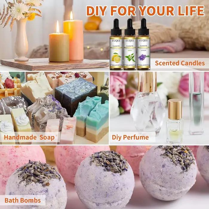 EUQEE huile essentielle Pure citron Eucalyptus Neroli lavande vanille bois de santal 10ml huiles aromatiques avec compte-gouttes pour diffuseur Humidifie