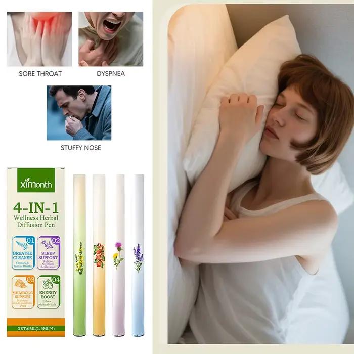 Diffuseur d'herbes naturelles avec molène/thym/menthe/guarana/thé vert – Énergie naturelle et soutien respiratoire pour tous les âges