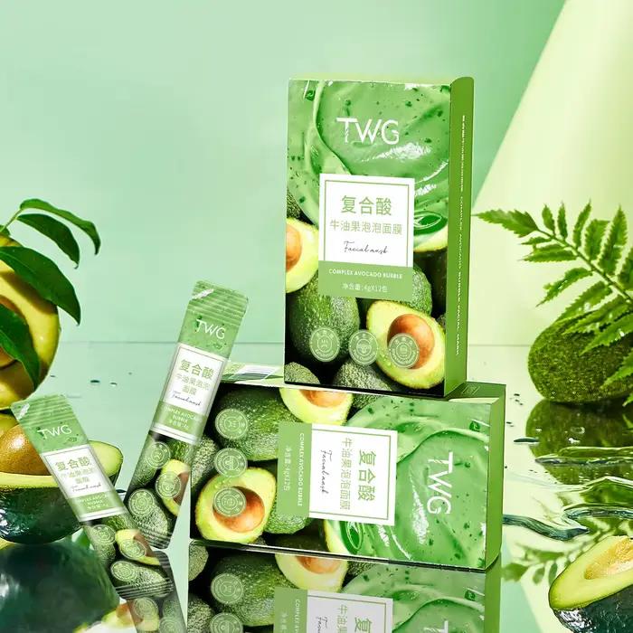 Ensemble de 12 masques faciaux à l'avocat - Nettoyage en profondeur et hydratation avec de la glycérine