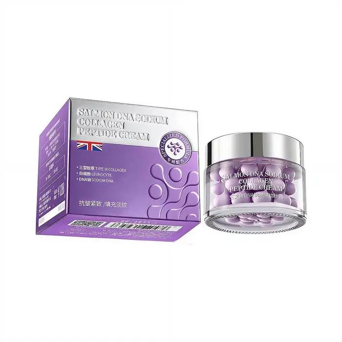 Crème hydratante 24H au saumon en capsules – Réparation profonde de la barrière cutanée pour peaux sèches – Soin anti-rides aux peptides jeunesse
