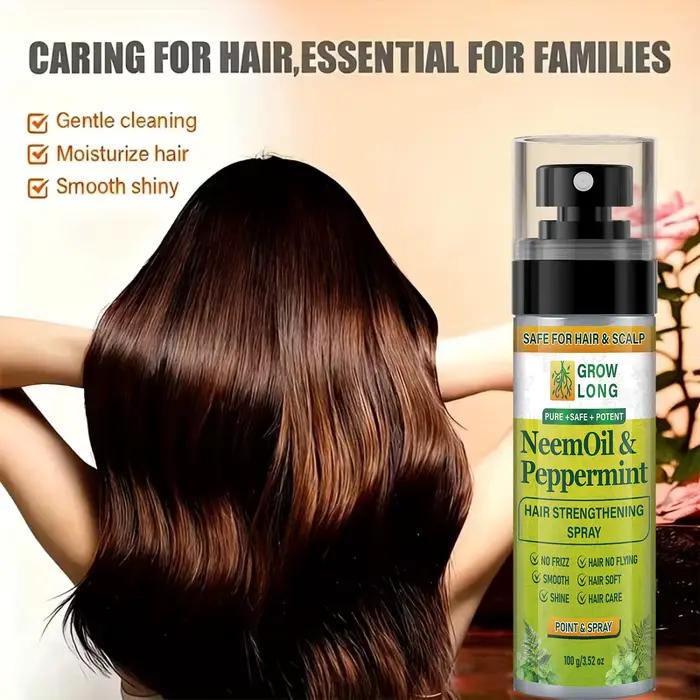 Spray fortifiant pour cheveux à l'huile de Neem et à la menthe poivrée - Lisse et brillant