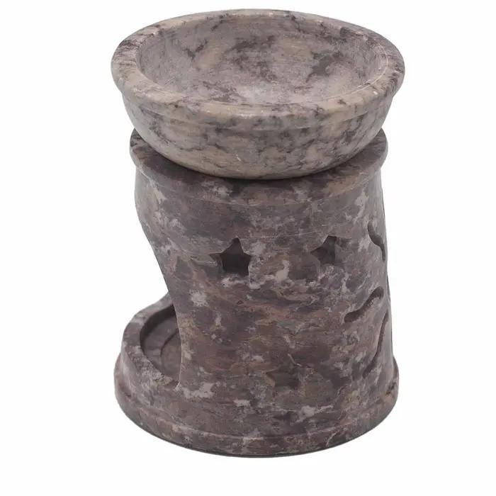 Small Soapstone Oil Burner 8cm - Sun & Stars