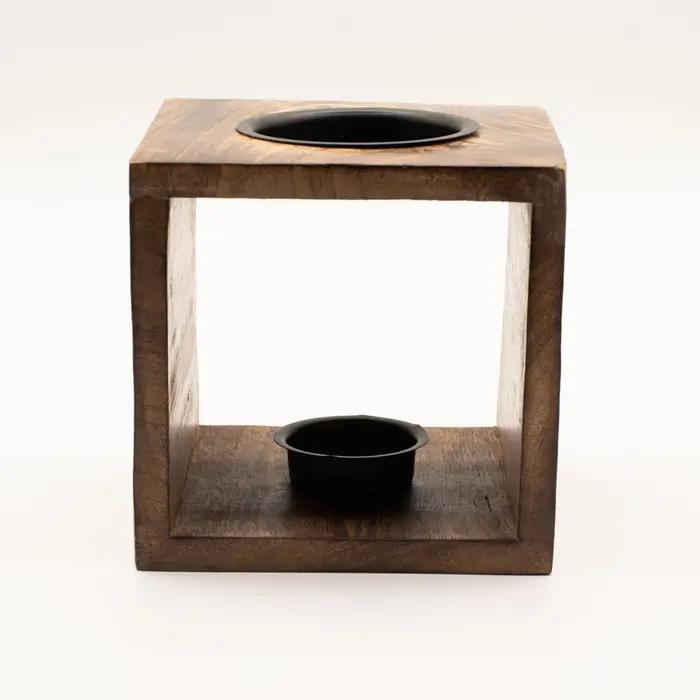 Large Square Mango Wood Oil Burner - Moon Goddess