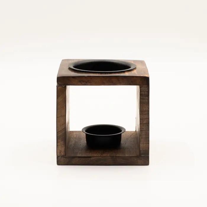Square Mango Wood Oil Burner - Flower of Life