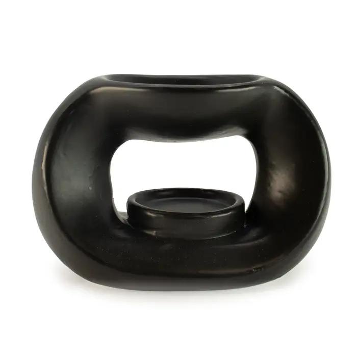 Ceramic Zen Oil Burner - Oval Pebble  - Matt Black