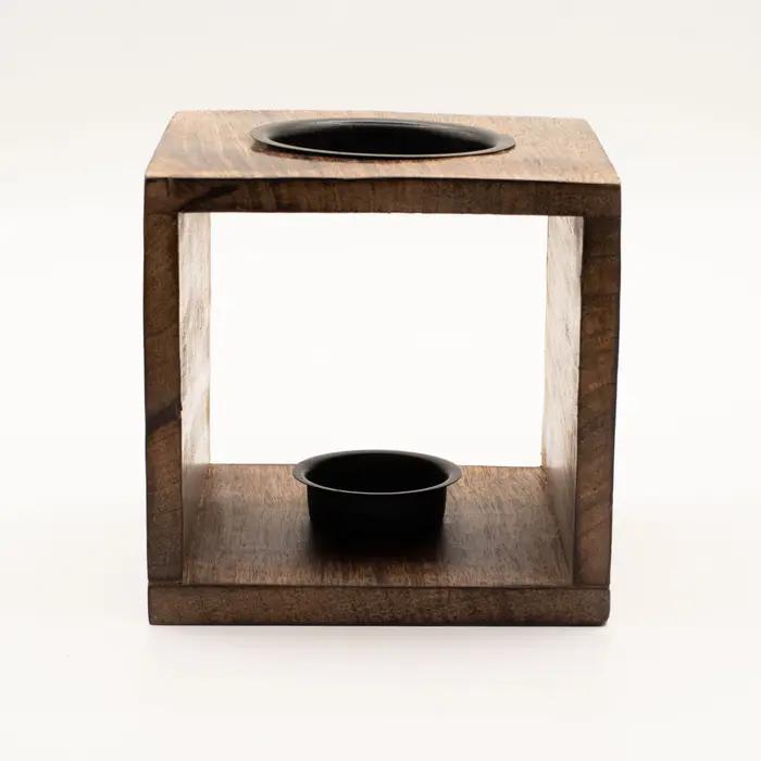 Large Square Mango Wood Oil Burner  - Tree of Life
