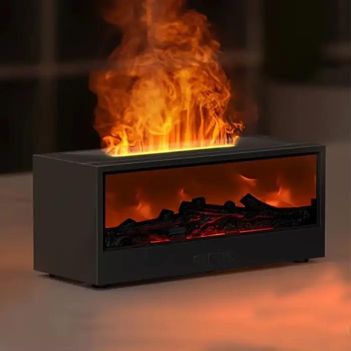 Humidificateur de cheminée simulée, diffuseur d'arômes à flamme 3D simulée, avec télécommande de min