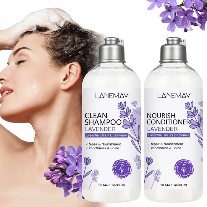 Ensemble shampoing et revitalisant à la lavande, soulage les démangeaisons du cuir chevelu et les pe