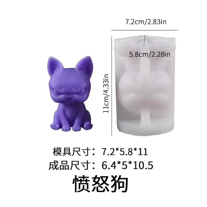 Nouveau moule Design chien assis chien en colère aromathérapie bougie Silicone moule 3D Chihuahua ch