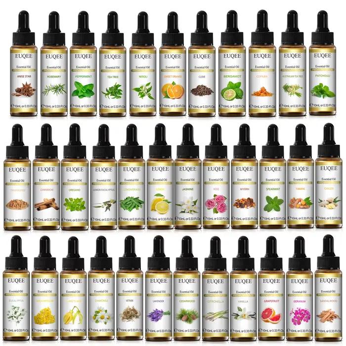 EUQEE 10ml huile essentielle Pure menthe poivrée Palo Santo bergamote Eucalyptus lavande cannelle bo
