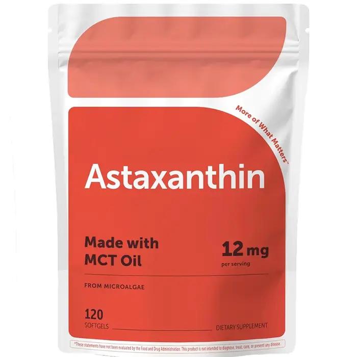 Astaxanthine 12 mg avec huile MCT, complément antioxydant premium à base d'astaxanthine, soutient la