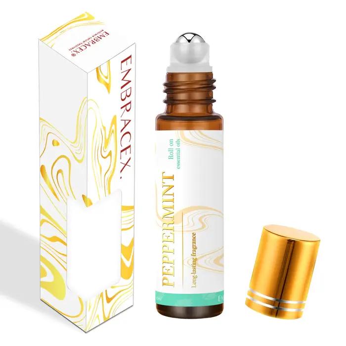 Rouleau de huiles essentielles à la menthe poivrée, parfum longue durée, huiles essentielles à roule