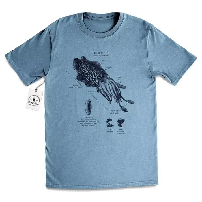 Seiche anatomie seiche biologie cefalopode T-shirt cefalopode biologie T-shirt seiche sérigraphié bi