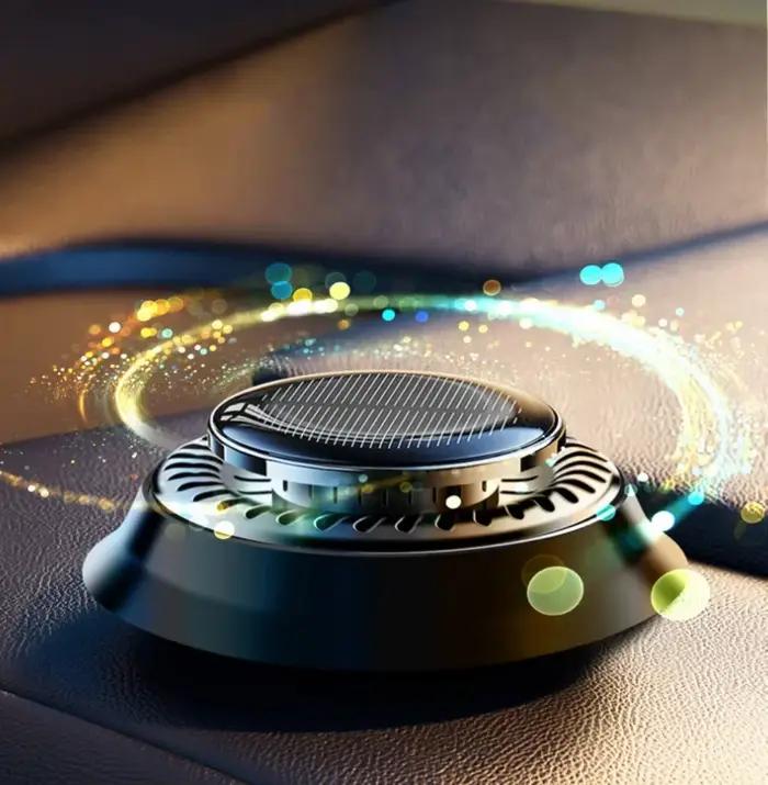 Aromathérapie de voiture à énergie solaire rotation automatique solaire désodorisant de voiture parf