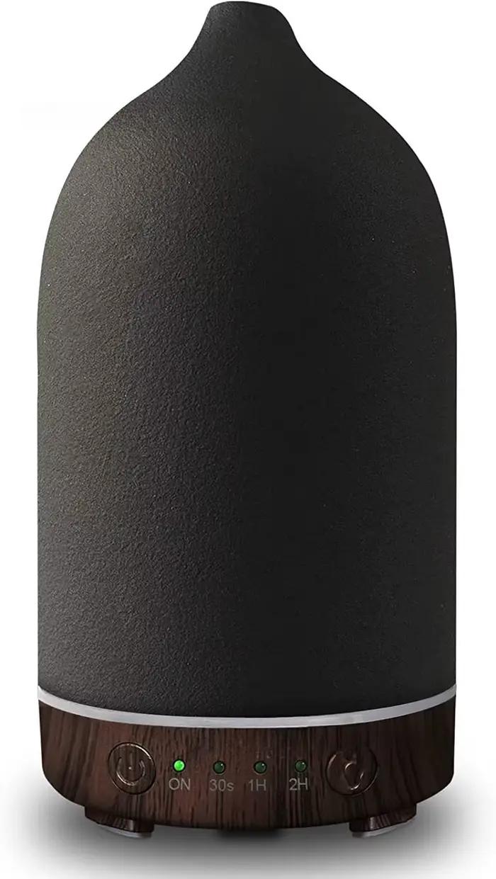 Diffuseur d'huiles essentielles en céramique, humidificateur d'aromathérapie ultrasonique avec lumiè