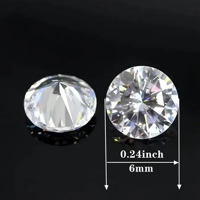 Perles de Charbon Synthétiques Cubique pour Bijoux, Forme Ronde Blanche, Coupe Brillante, Matériel d