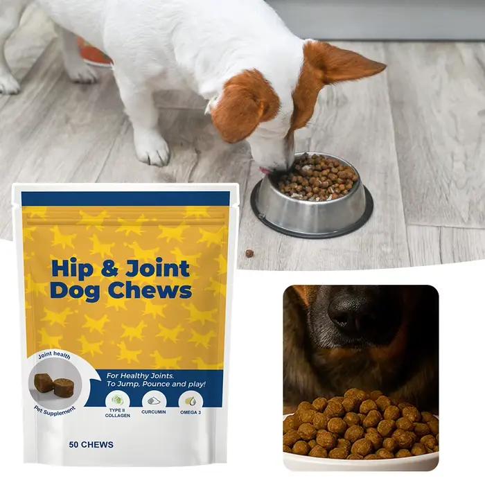 Complément articulaire pour chiens, 50 comprimés à mâcher, collagène, glucosamine, chondroïtine, pou