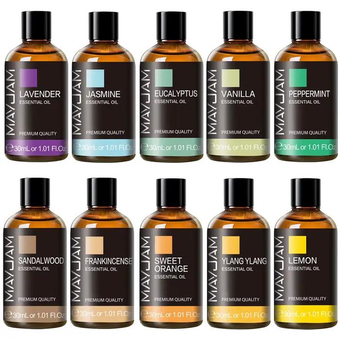 MAYJAM-Huiles Essentielles avec Compte-Gouttes pour Diffuseur, Bougie Parfumée, Encens, Bois de Sant