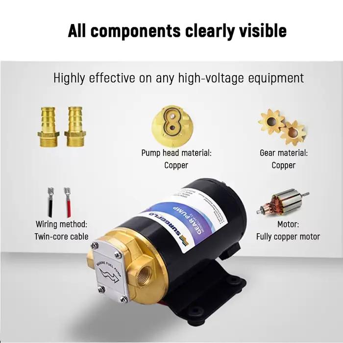 Pompe à engrenages électrique 12V 24V auto-amorçante, pompe de transfert d'huile à haut débit, pompe de vidange d'huile pour huile moteur et huile hydraulique