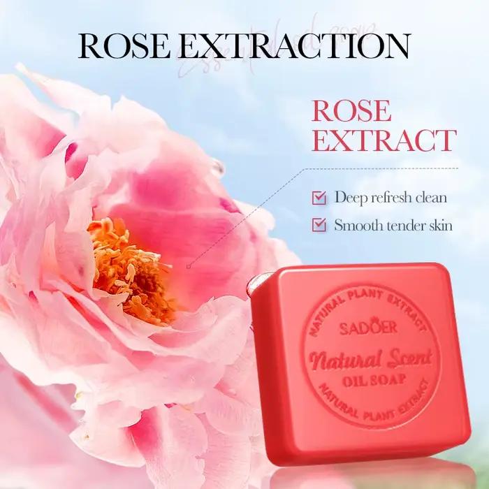 Savon artisanal naturel à l'huile essentielle de rose, savon pour le bain régulateur de sébum, nettoyant en profondeur et hydratant pour la peau