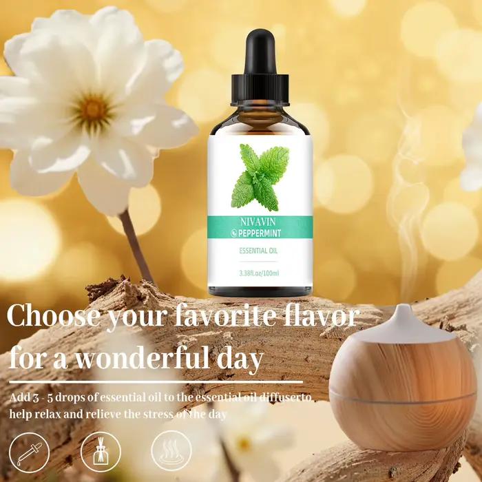 Huile essentielle de menthe poivrée NIVAVIN 30ml/60ml/100ml Fraîchement extraite de plantes naturelles